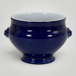 Emile Henry Lion Head French Onion Soup Bowl Blue Stoneware France